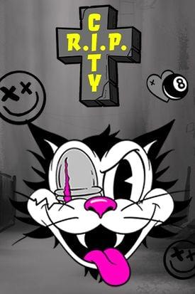 A black-and-white cartoon character with one colorful glowing eye.