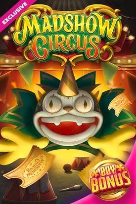 A clown mask or circus-style design with vibrant colors.