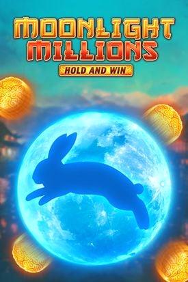 A glowing blue rabbit with the text "moonlight millions" on a bright background.