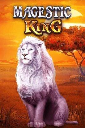 A majestic white lion with the text "King."